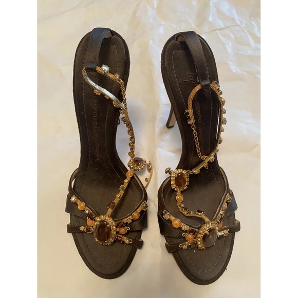 Giuseppe Zanotti Brown and Gold Sandals - Picture 8 of 16